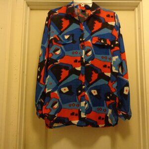 MODERNIST BRIGHTS COLORS  LONG LADY SHIRT  BY LIGHTHOUSE X L